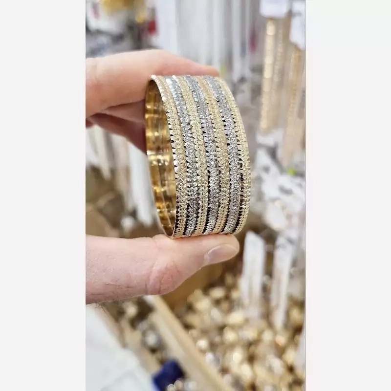 عکس النگو زنانه پک ۷ عددی طلا روس با سایزبندی ۱ تا ۵