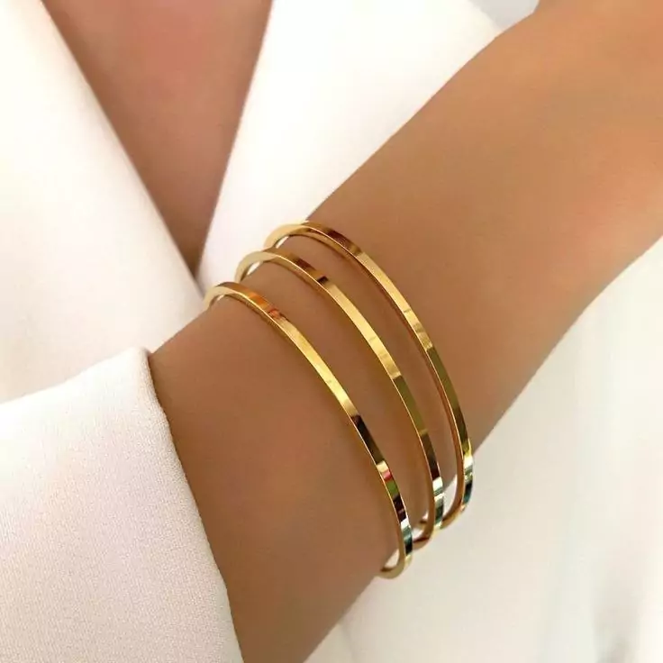 النگو زنانه آینه ای پک دو عددی براق و درخشان