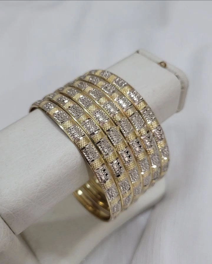 النگو زنانه طلا روس تراش الماسی دو رنگ