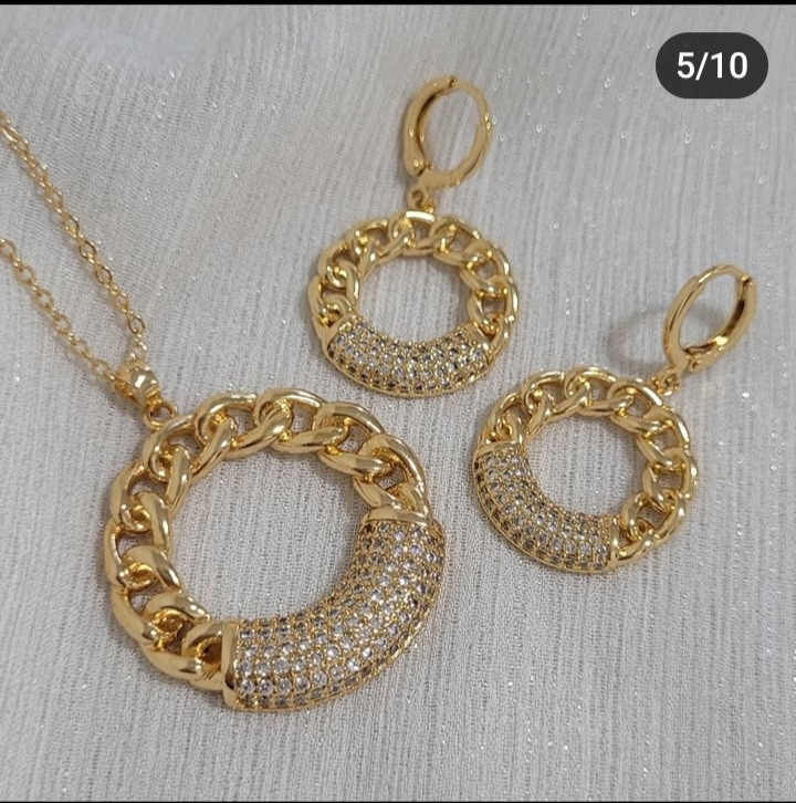 نیم ست زنانه ژوپینگ حلقهای نگیندار رنگ ثابت