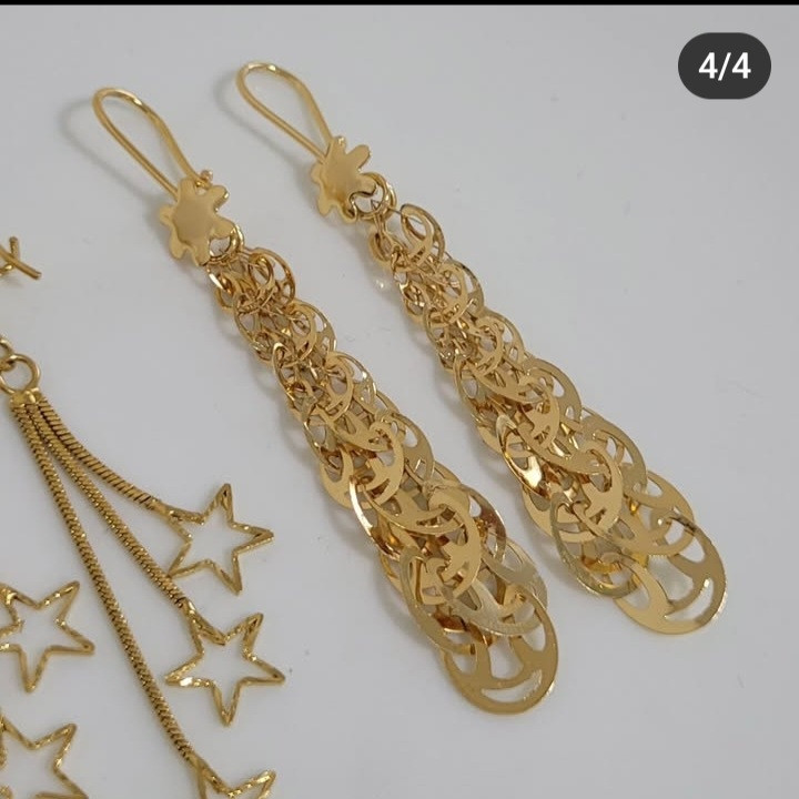 گوشواره زنانه آویزدار طرح طلا رنگ ثابت
