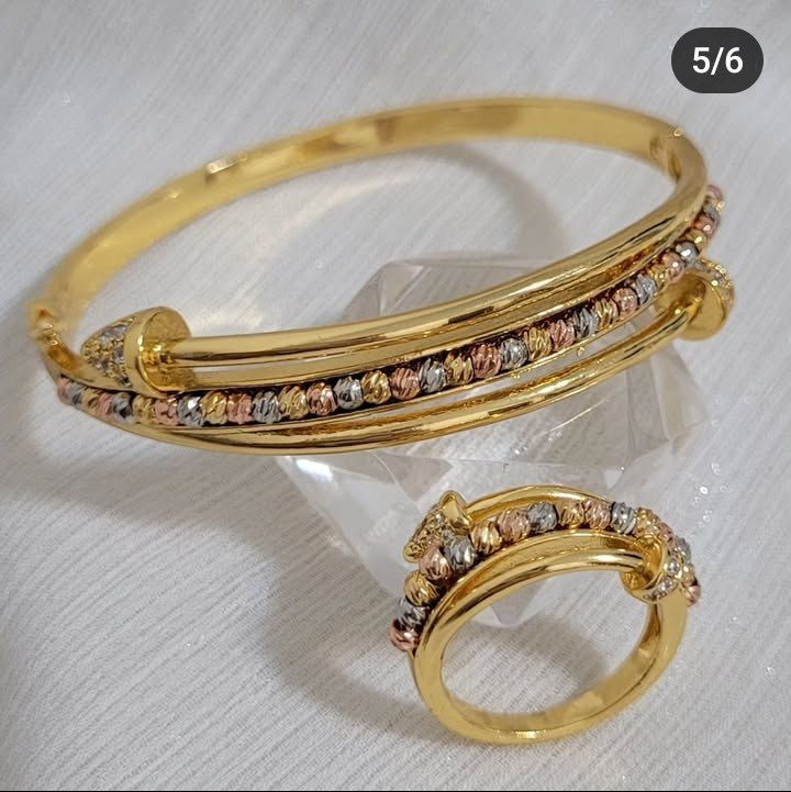 ست دستبند و انگشتر زنانه نگیندار مدل البرنادو