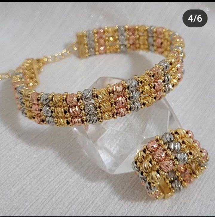 ست دستبند و انگشتر طرح طلا سیتی گلد رنگ ثابت