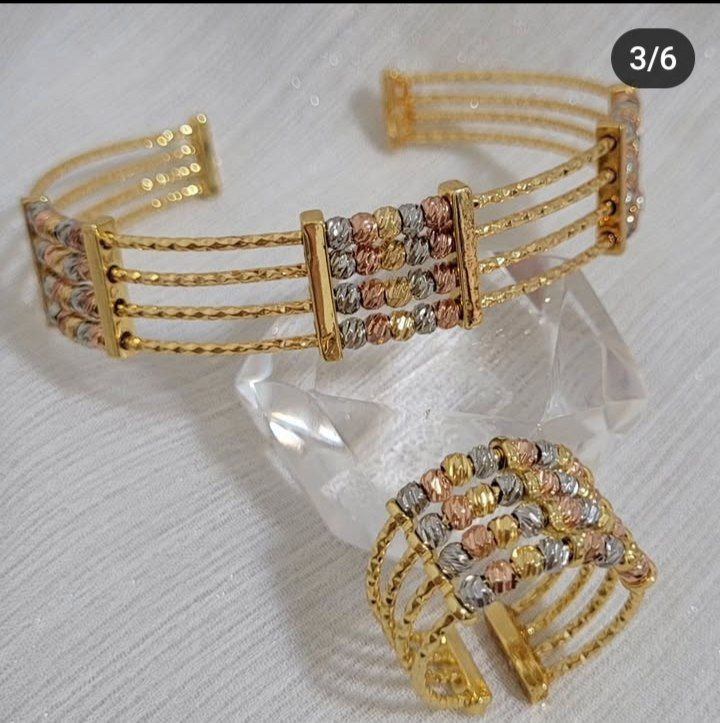ست دستبند و انگشتر طرح طلا زنانه city gold