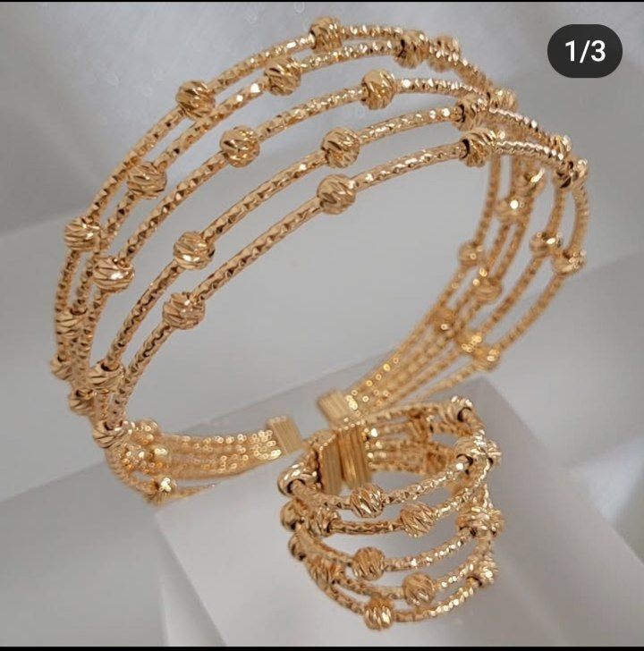 ست دستبند و انگشتر زنانه طلاروس مدل البرنادو