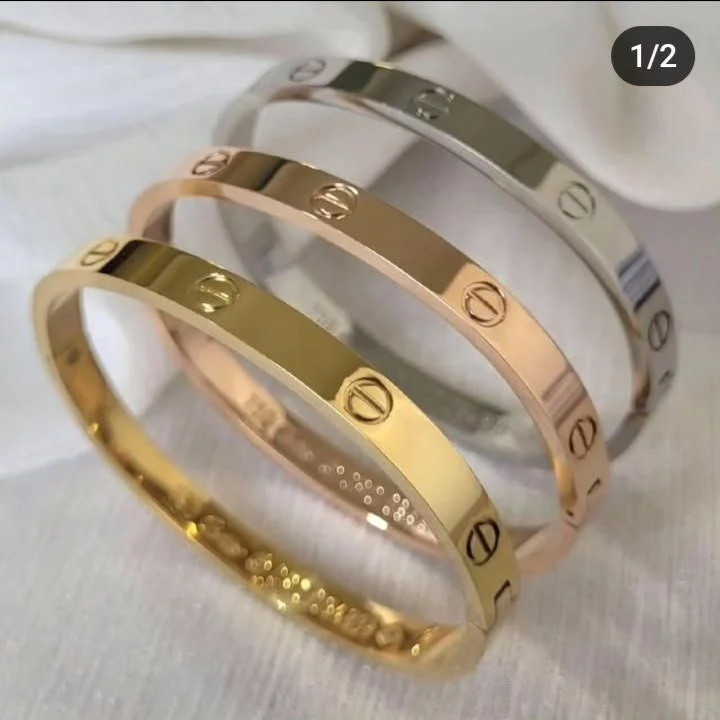 دستبند کارتیر استیل طلایی نقرهای رزگلد