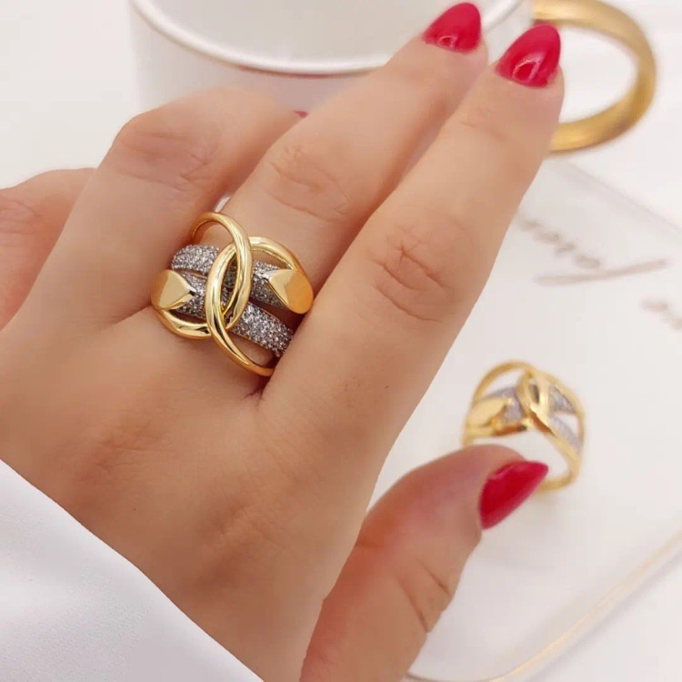 انگشتر زنانه ژوپینگ طرح طلا مدل حلقه درهم