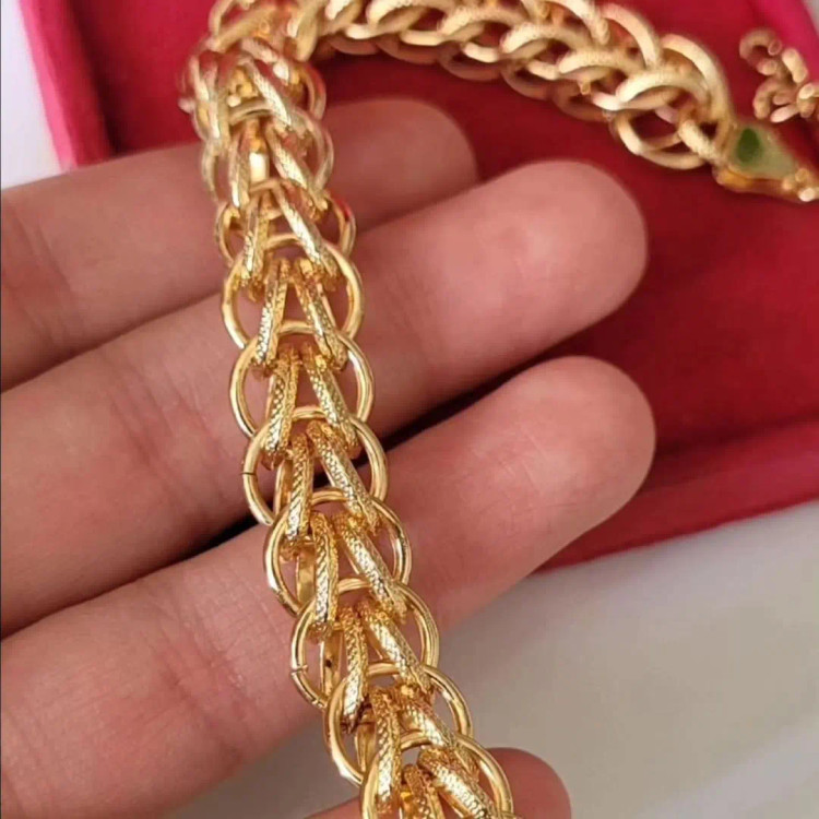 دستبند زنانه طرح طلا مدل شنل زنجیری طلایی