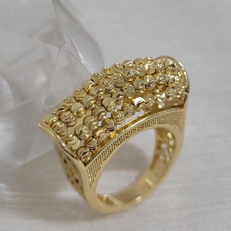 انگشتر زنانه طرح طلا YSX مدل البرنادو گویدار برجسته طلایی