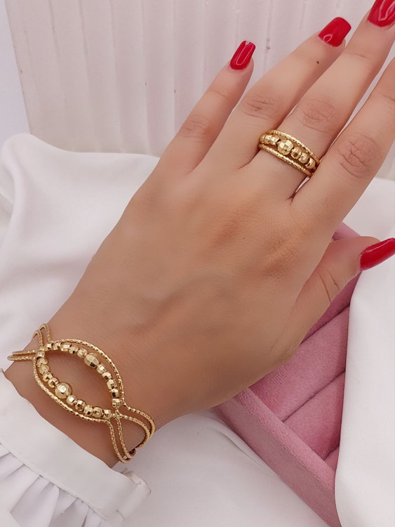 ست دستبند، انگشتر طرح طلای زنانه