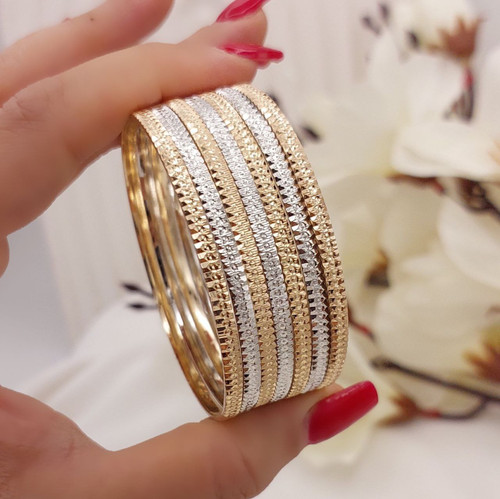 النگو زنانه طرح طلا روس دو رنگ شیک