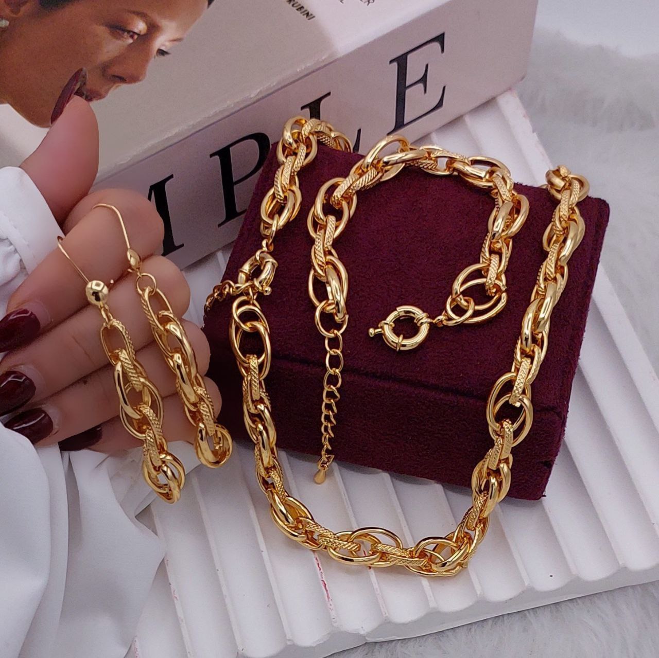 سرویس حلقهای زنانه رنگ ثابت برند City Gold