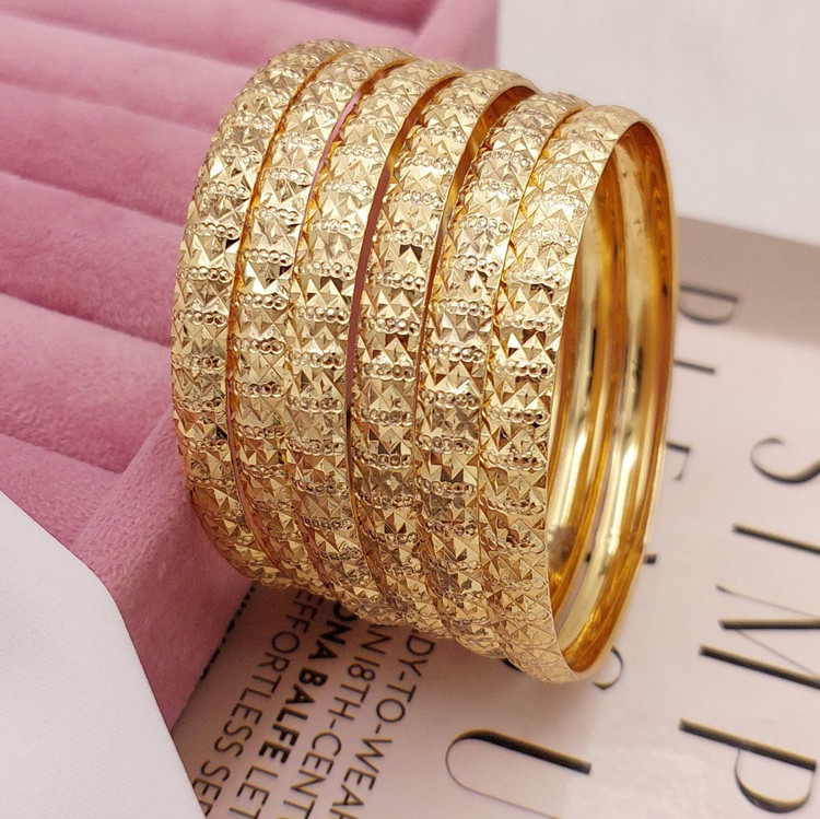 النگو زنانه ۷ میل طرح طلایی ساده و خوشفرم پک سه عددی