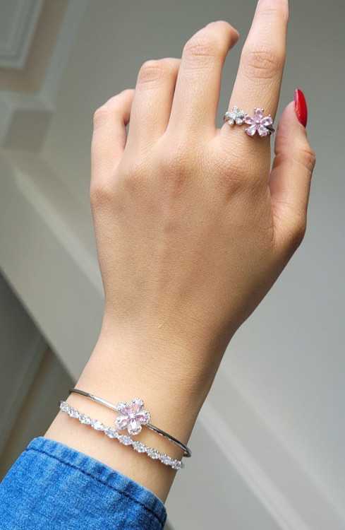 ست دستبند و انگشتر دخترانه پروانه رنگی استیل اصل رنگ ثابت ضد حساسیت