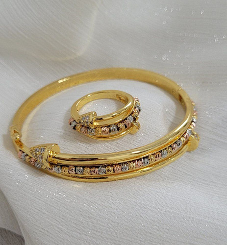 ست دستبند و انگشتر زنانه آلبرنادو ظریف مینیمال رنگ ثابت