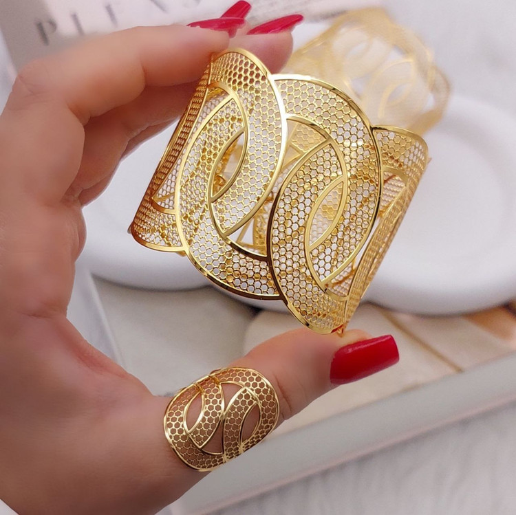 ست دستبند و انگشتر زنانه بحرینی ساده