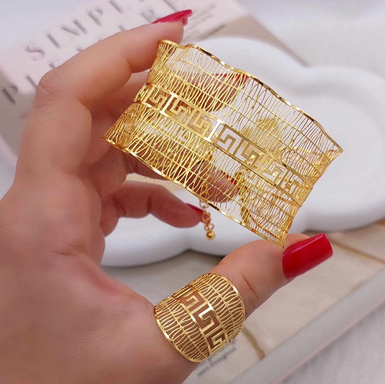 ست دستبند و انگشتر زنانه بحرینی شیک