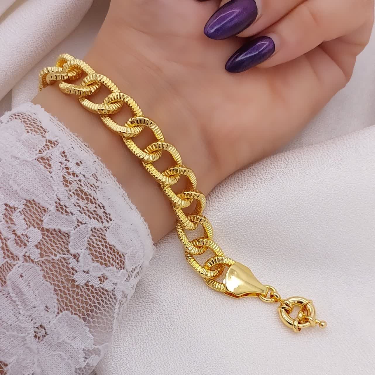 دستبند زنجیری زنانه CityGold حلقهای تراشدار خارجی