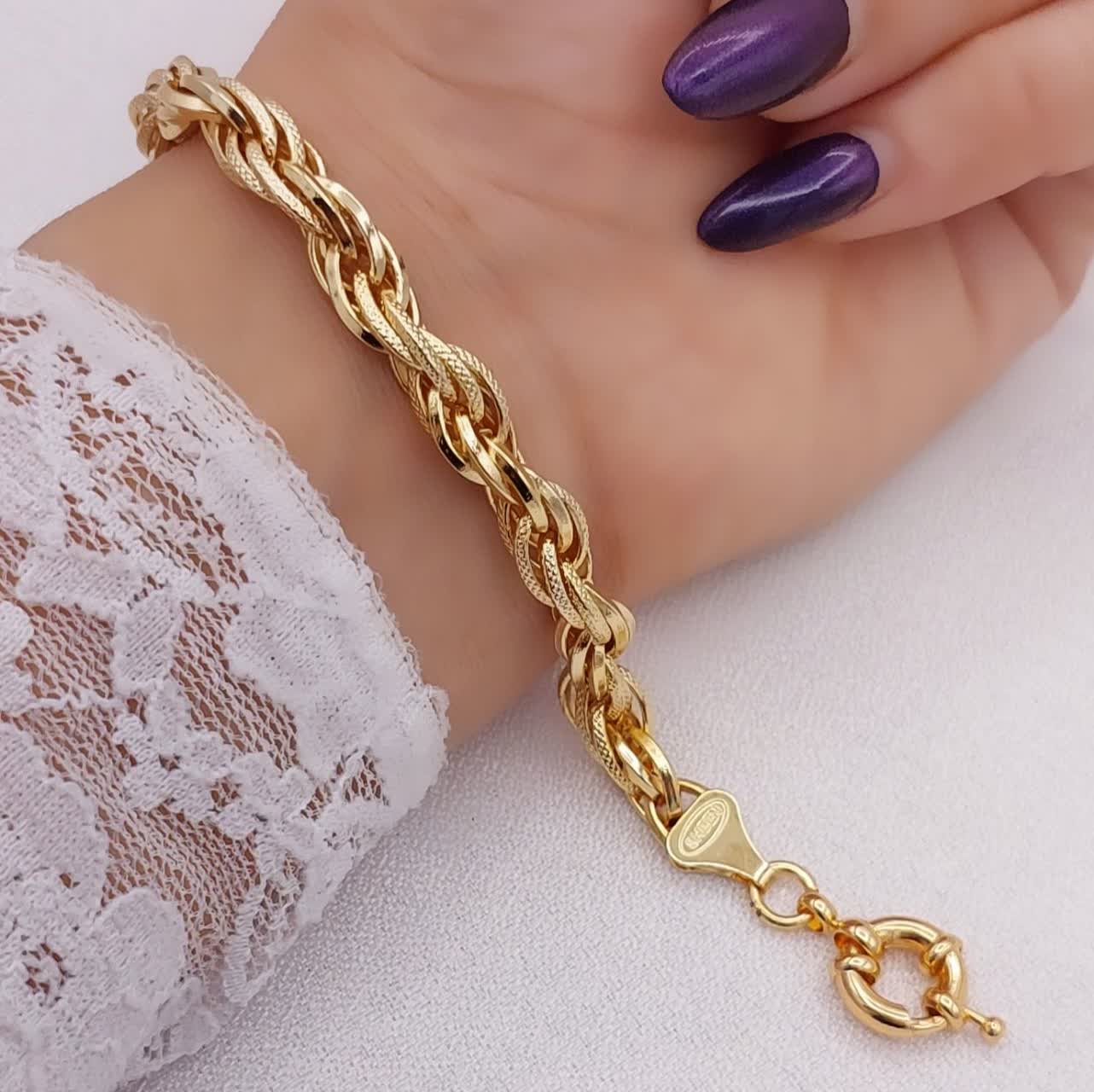 دستبند حلقهای زنانه طرح طلا حلقهای ضخیم