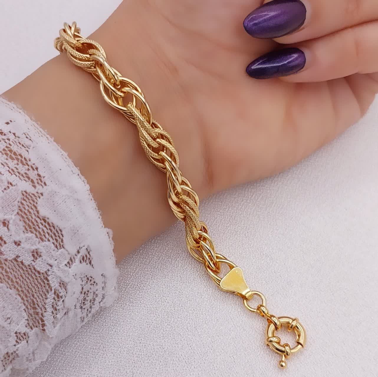 دستبند حلقهای زنانه طرح طلا حلقهای درهمتنیده