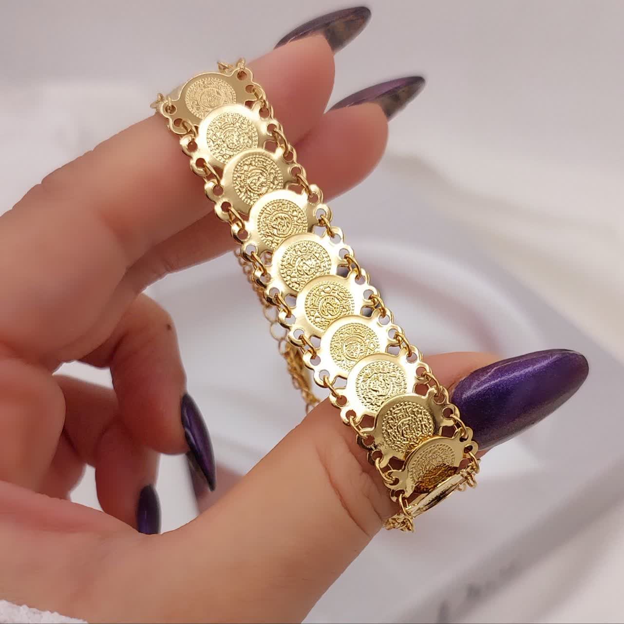 دستبند سکه دار زنانه طرح طلا