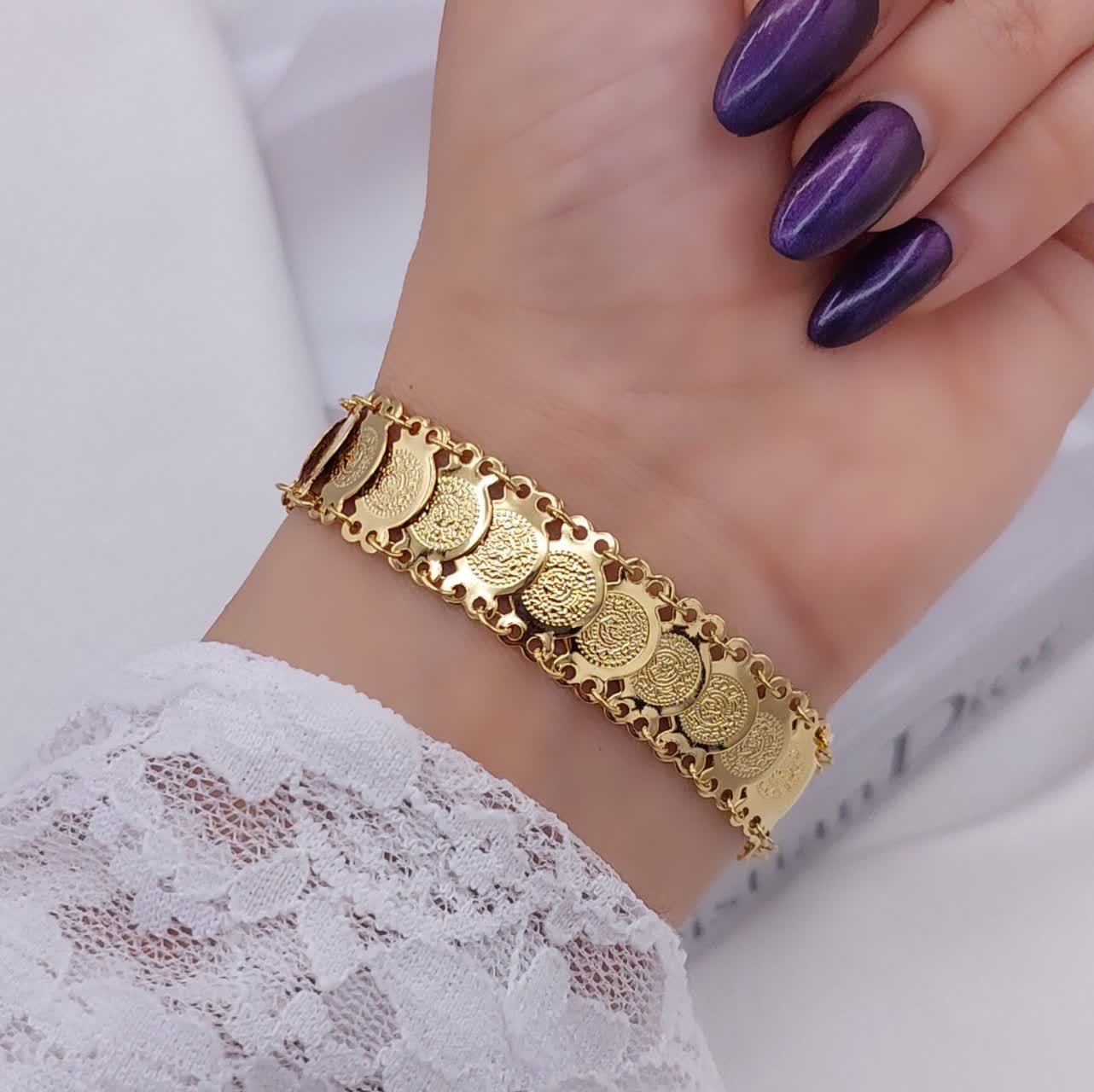 دستبند سکه دار زنانه طرح طلا