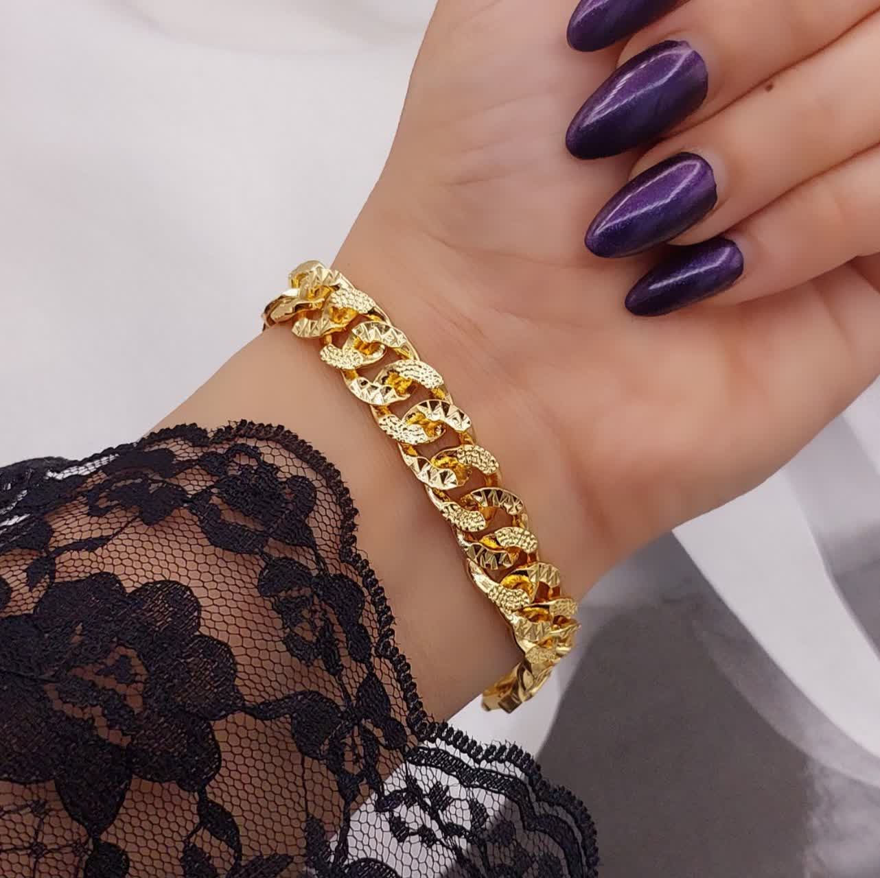 دستبند طرح طلا زنانه کارتیر پهن CityGold