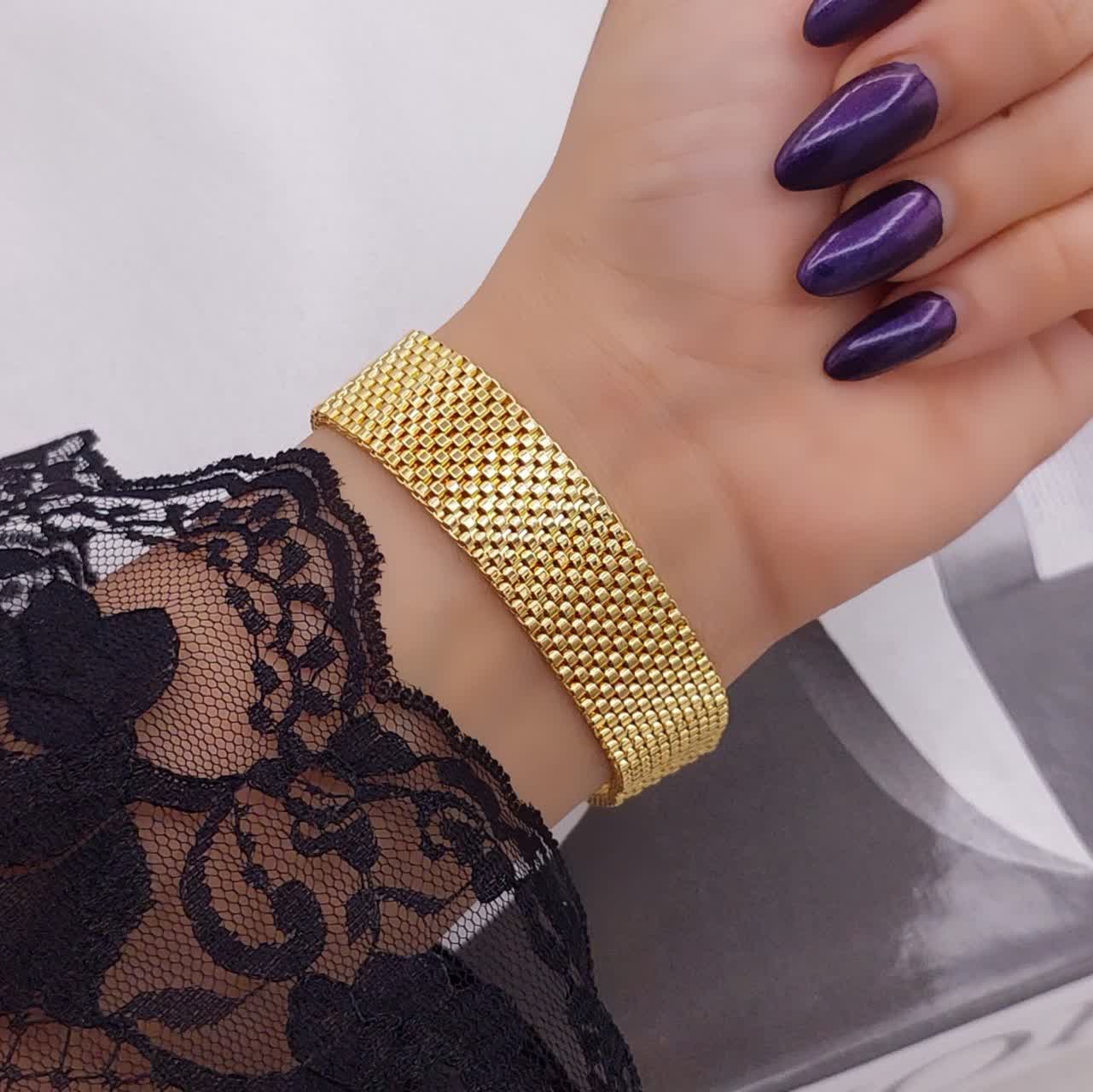 دستبند طرح طلا زنانه حصیری CityGold