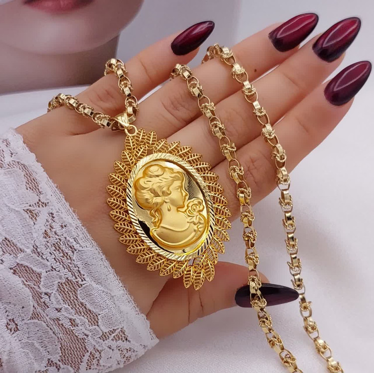 گردنبند طرح طلا زنانه May Dear مدل بلند بیضی