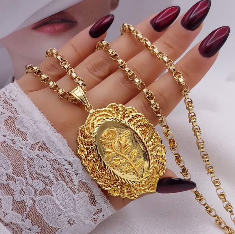 گردنبند طرح طلا زنانه May Dear مدل بلند بیضی