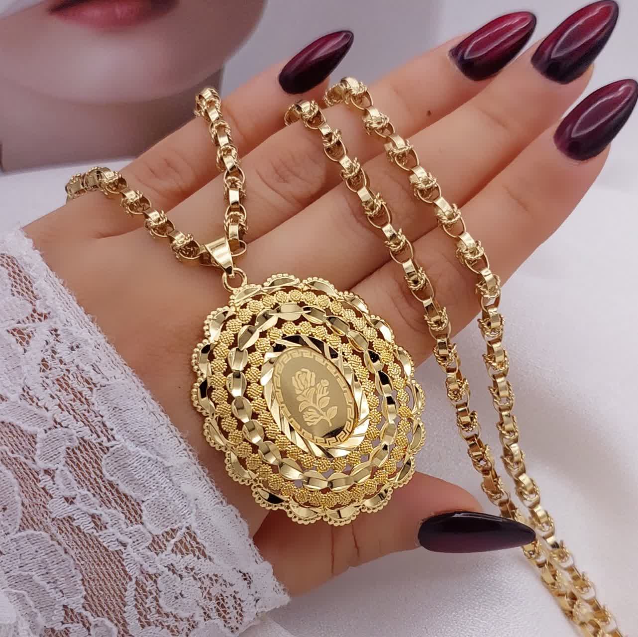 گردنبند طرح طلا زنانه May Dear مدل بلند بیضی