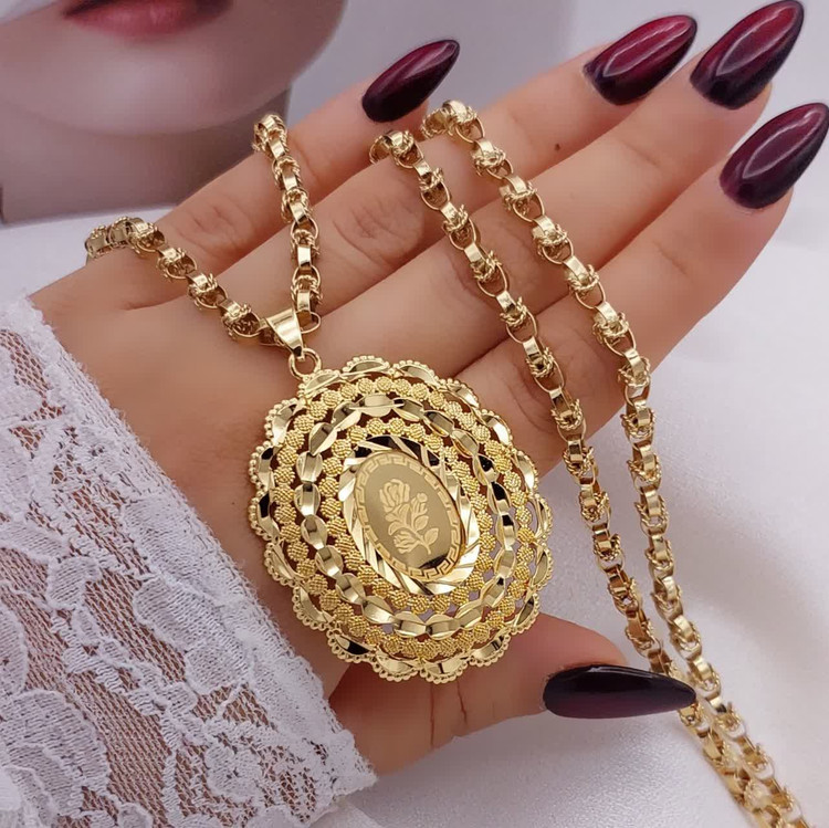 گردنبند طرح طلا زنانه May Dear مدل بلند بیضی