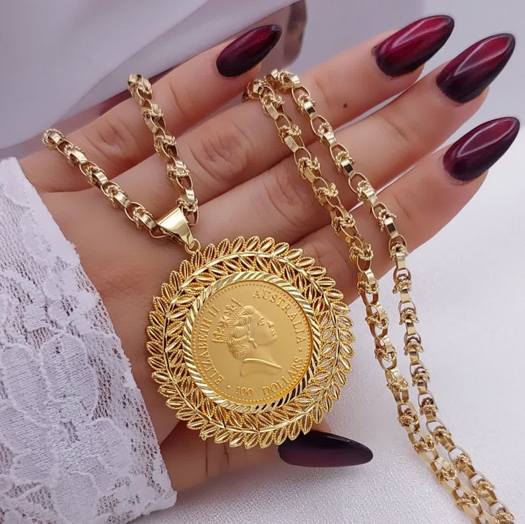 گردنبند طرح طلا زنانه May Dear مدل بلند سکهای کلاسیک