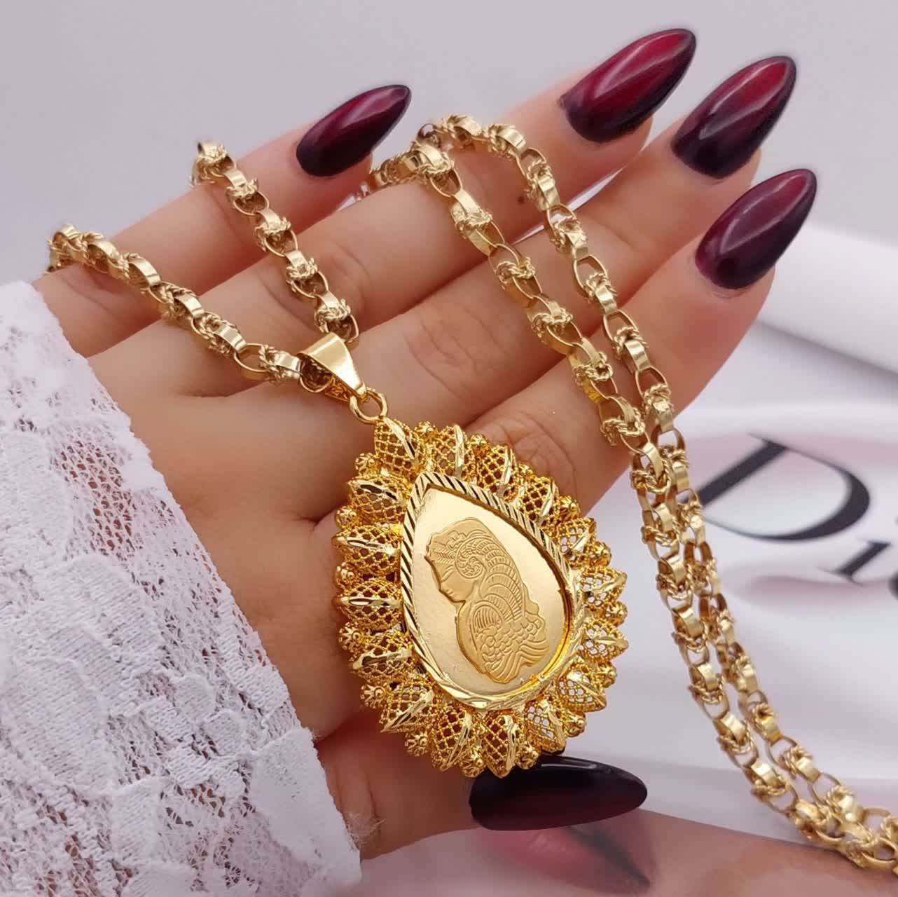 گردنبند طرح طلا زنانه May Dear مدل بلند اشکی با زنجیر یزدی