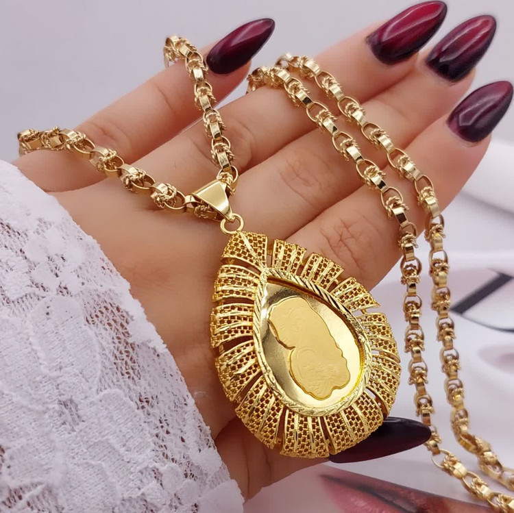 گردنبند طرح طلا زنانه May Dear مدل بلند اشکی با زنجیر یزدی