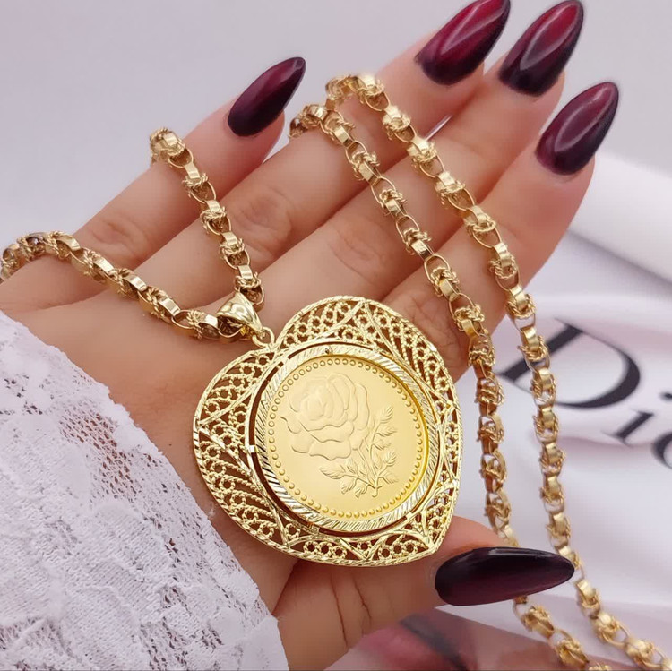 گردنبند طرح طلا زنانه May Dear مدل بلند سکهای با زنجیر یزدی