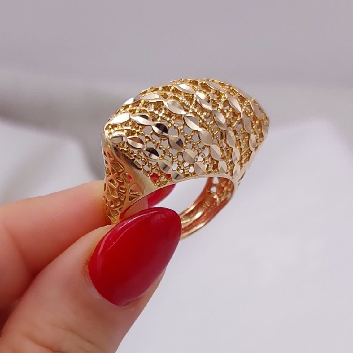 انگشتر طلاروس مشبک پهن