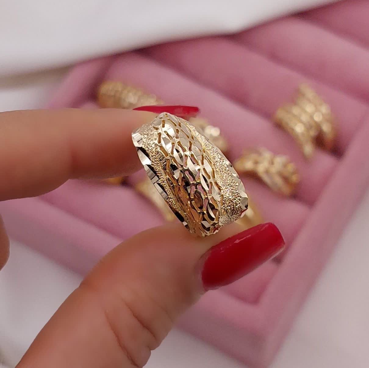 انگشتر طلاروس پهن چندبافتی