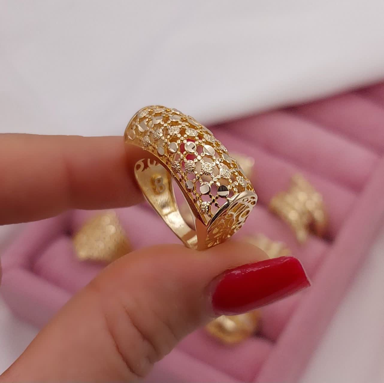 انگشتر طلاروس مشبک پهن