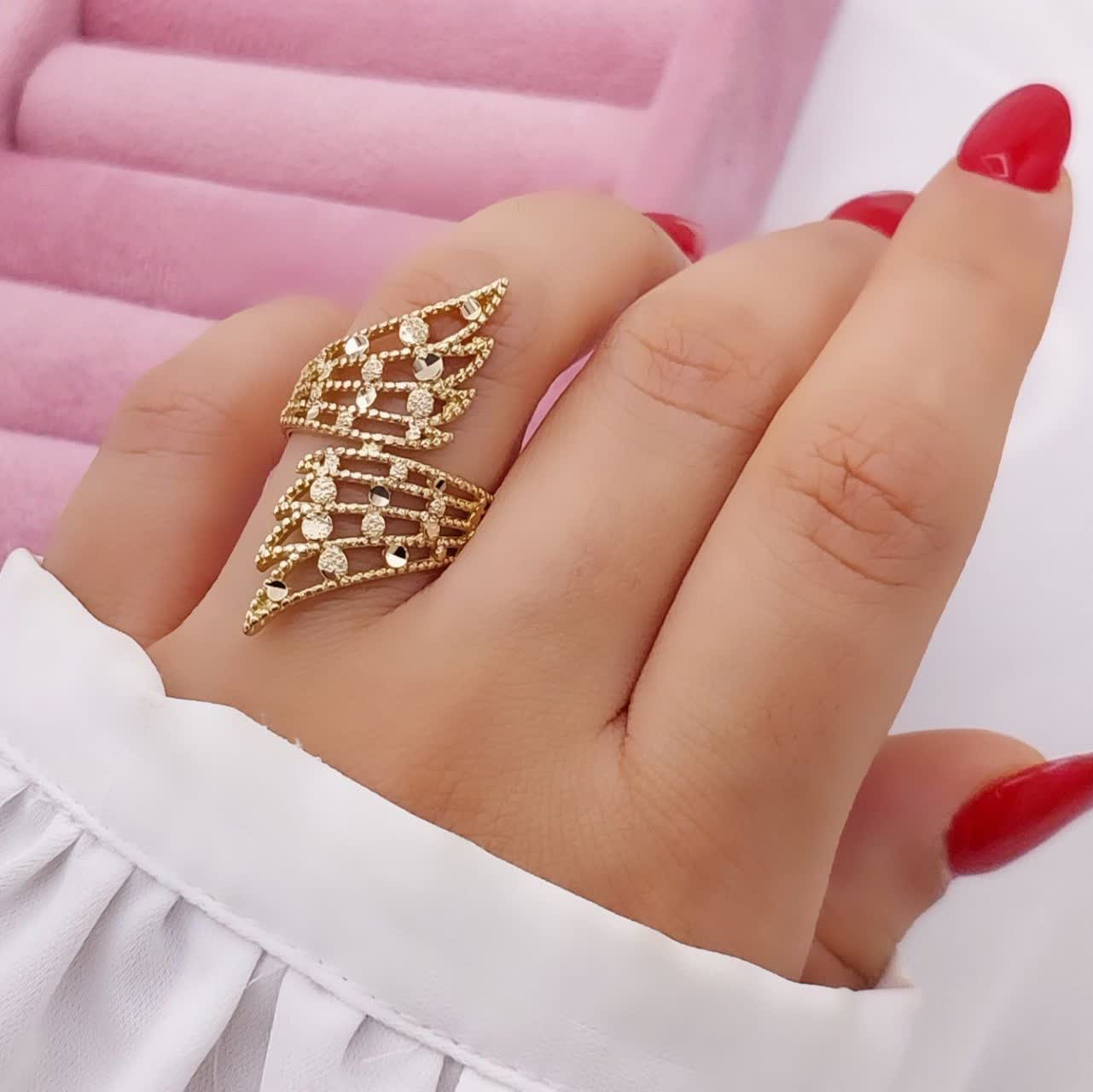 انگشتر طلاروس مشبک چندلایه