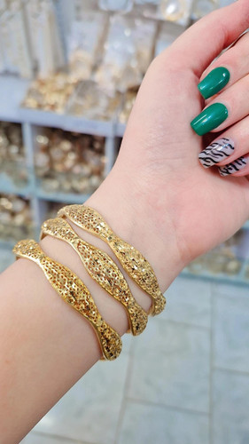 النگو طلا روس زنانه | طرح موجی تراشدار | اصل طلا روس | براق و لوکس