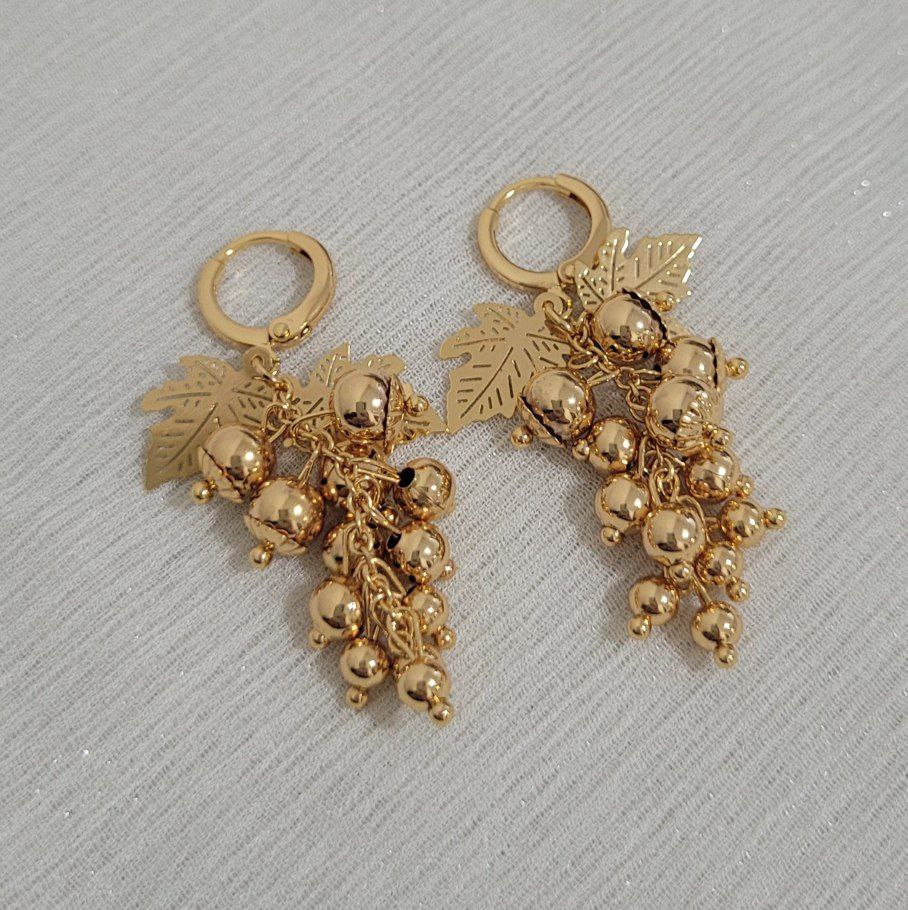 گوشواره آویز خوشهای زنانه طرح انگور با طراحی براق