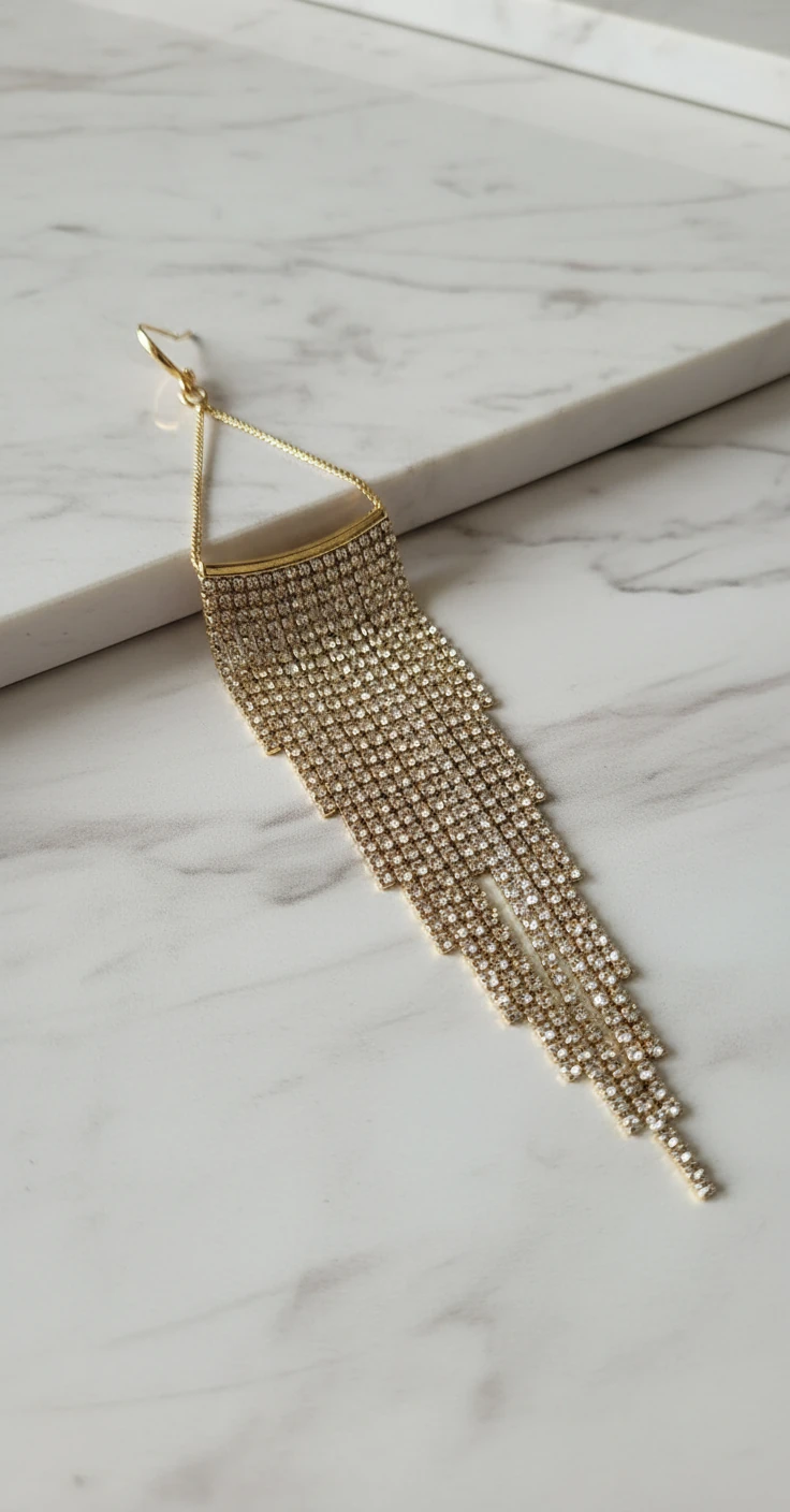 گوشواره آویز زنانه پرنس مدل ریشریش نگیندار