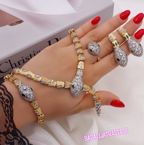 سرویس جواهری برند پرنس با طراحی دو رنگ و نگینهای اتریشی درخشان رنگ ثابت