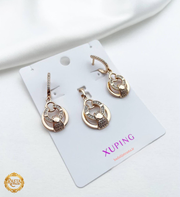 نیمست ژوپینگ زنانه طرح طلا حلقه ای و نگین کاری ظریف