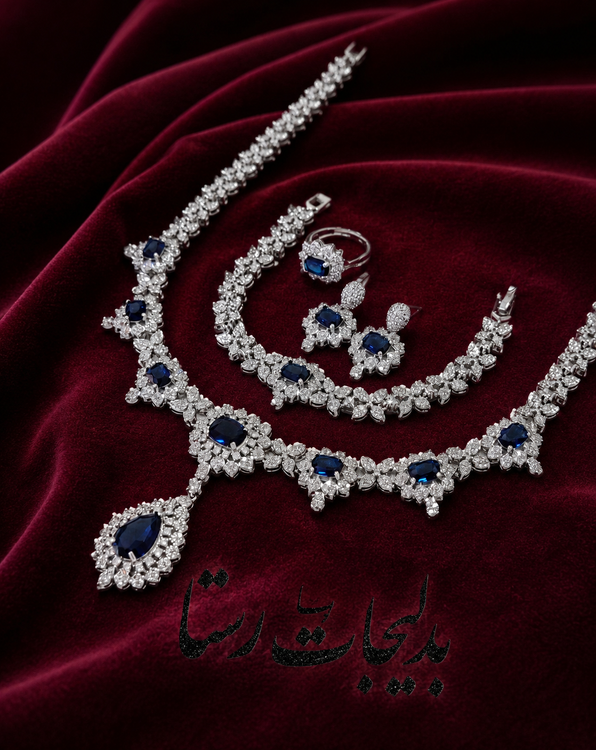 سرویس جواهری زنانه پرنس سبز زمردی