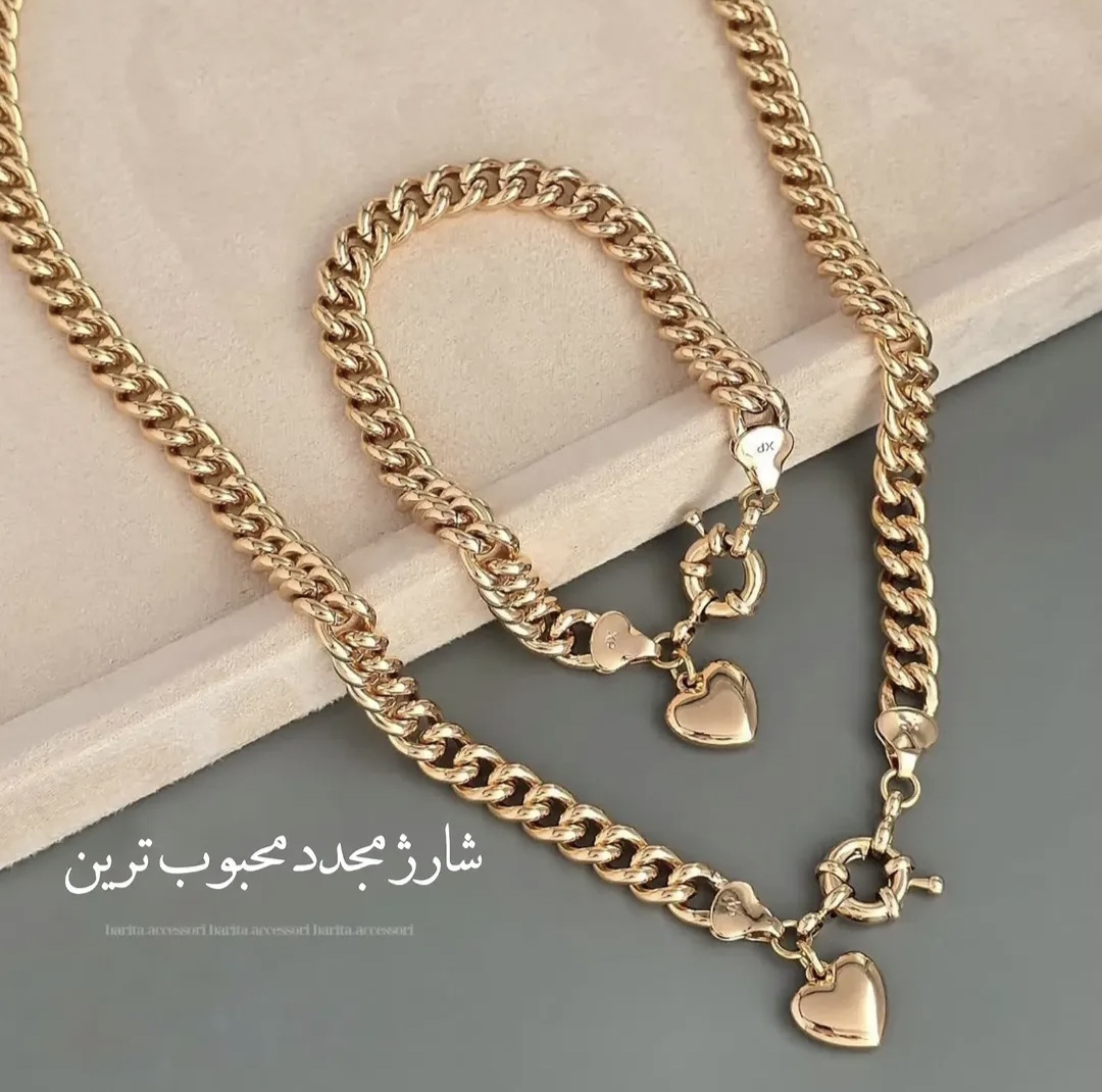 نیم ست قلب کارتیه زنانه ژوپینگ شامل گردنبند ۴۵ سانتی و ست شیک زنانه فروش فقط به صورت ست