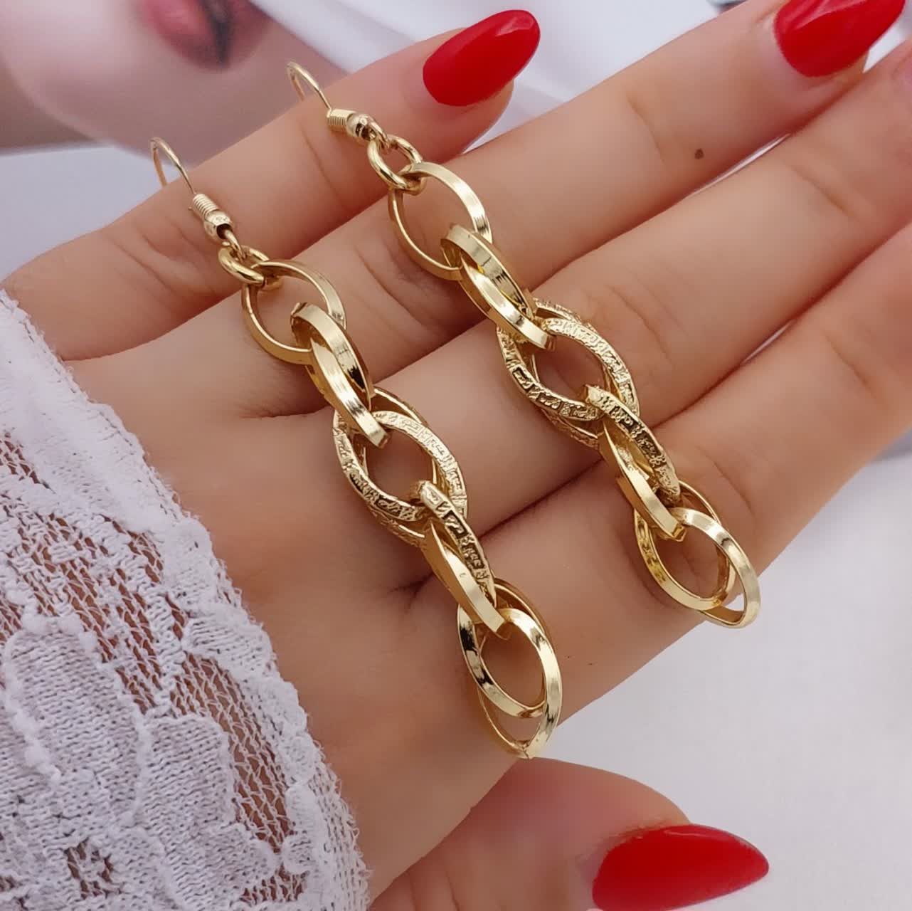 گوشواره حلقه‌ای طرح طلا جدید زنانه مارک شین کد ۱۱۱۲ با درخشش فوق‌العاده
