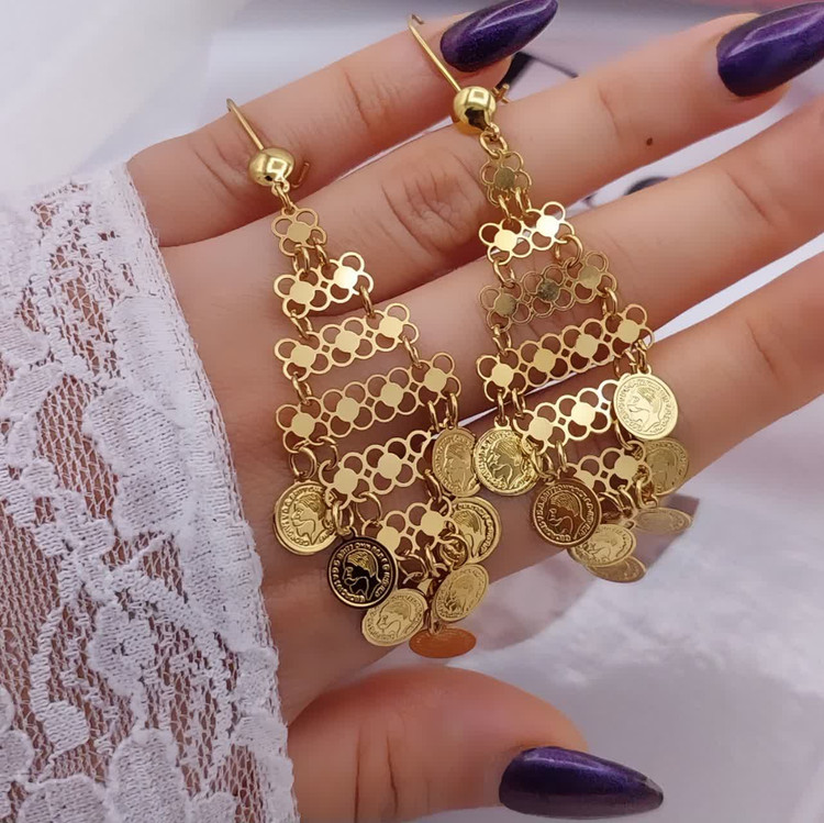 ۳ مدل گوشواره آویز مجلسی سیتی گلد کد ۱۱۱۷ با آبکاری طلا و درخشش بالا