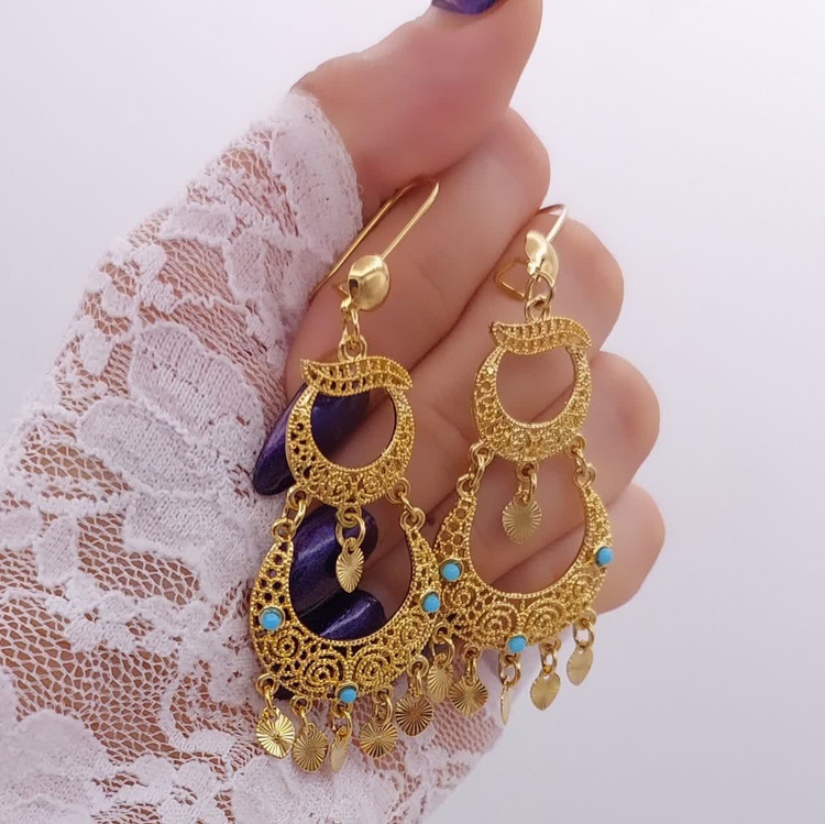 ۳ مدل گوشواره آویز مجلسی سیتی گلد کد ۱۱۱۷ با آبکاری طلا و درخشش بالا